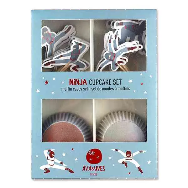 Cupcake Set GRATIS (Bedingungen siehe Produkttext!) NINJA 24 Muffin-Backformen 24 Dekosticks
