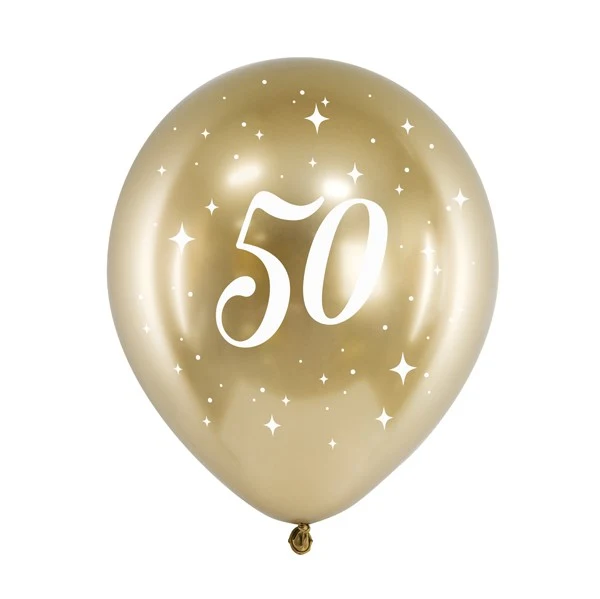 Glossy Luftballons 50. Geburtstag (6 Stück)