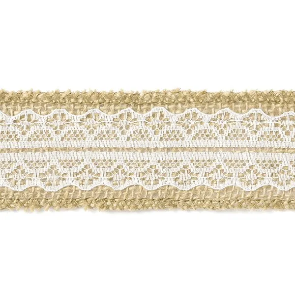 Vintage Jute Band mit Spitze 5m