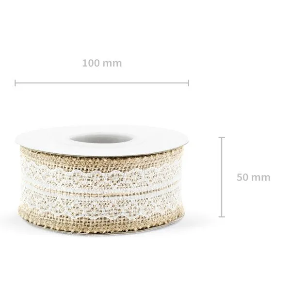 Vintage Jute Band mit Spitze 5m