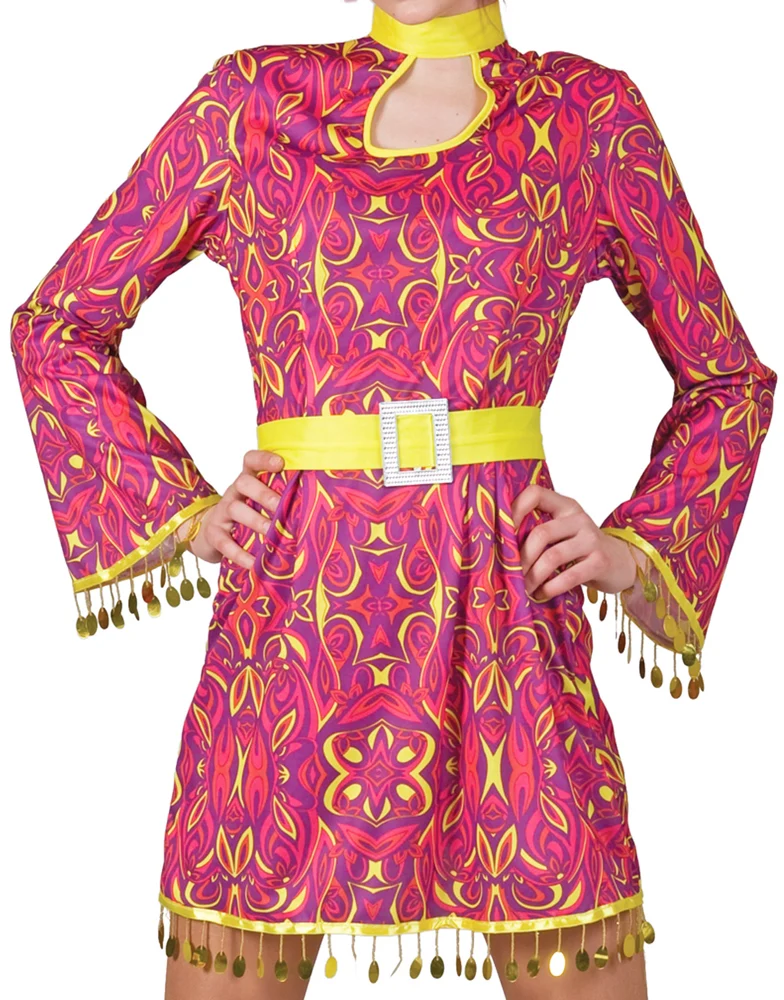 Hippie Girl Patsy Kostüm für Damen - Pink Gelb