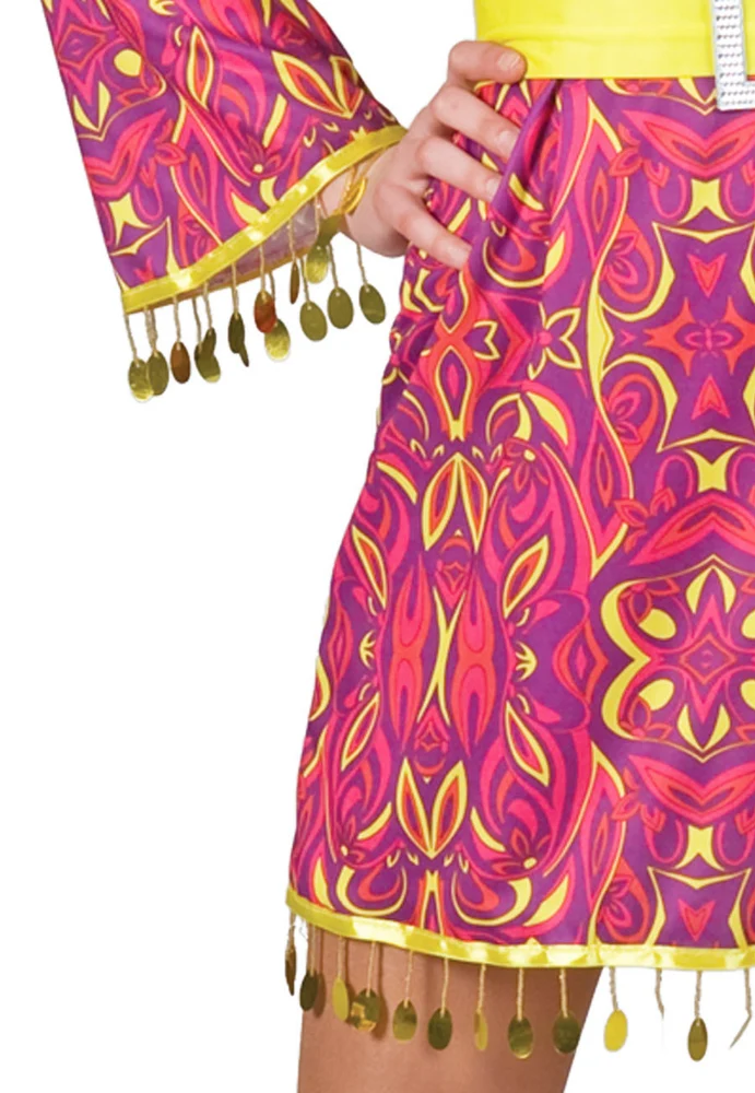 Hippie Girl Patsy Kostüm für Damen - Pink Gelb