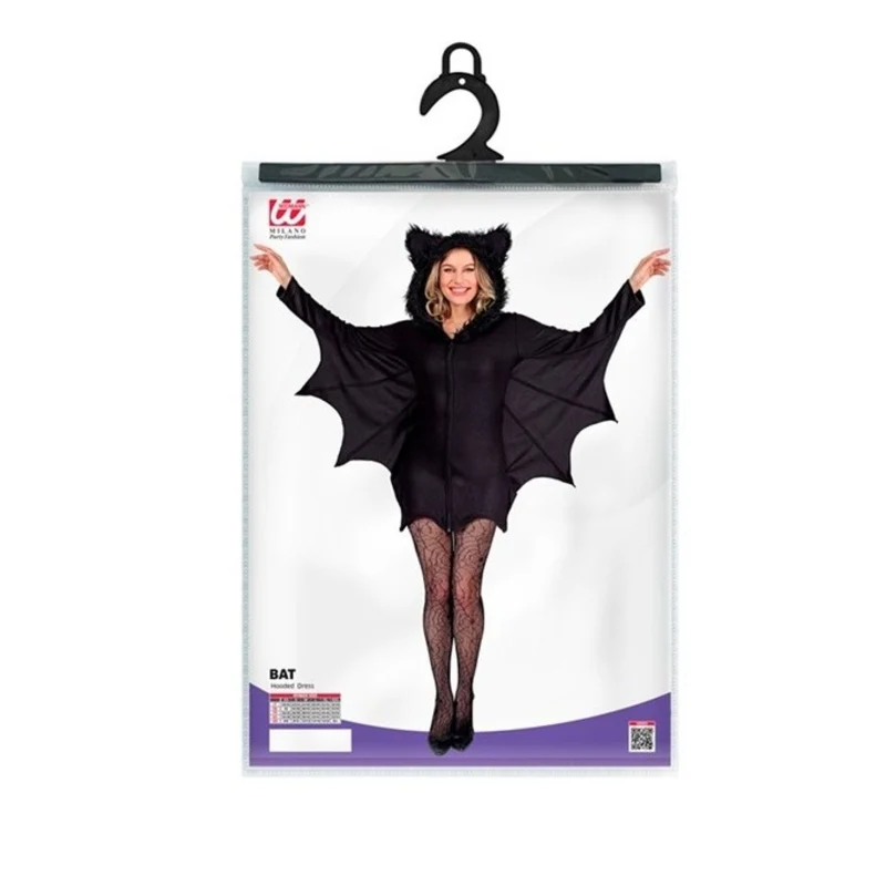 Kostüm "Fledermaus" für Damen | Kleid mit Kapuze Schwarz
