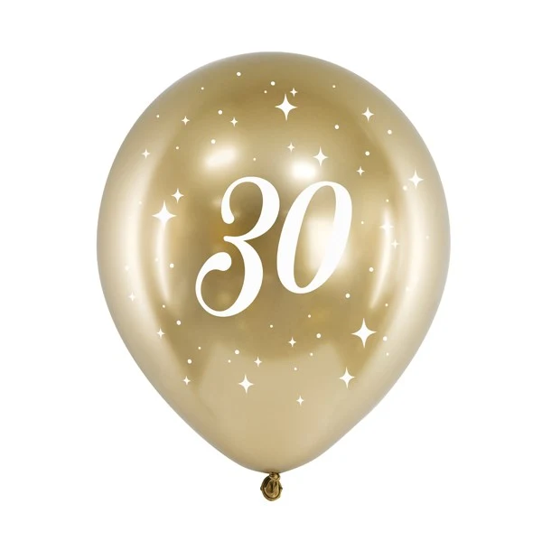 Glossy Luftballons 30. Geburtstag (6 Stück)