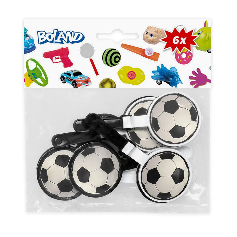 Handklatscher Fußball 6 Stück 9x4 cm | Schwarz Weiß