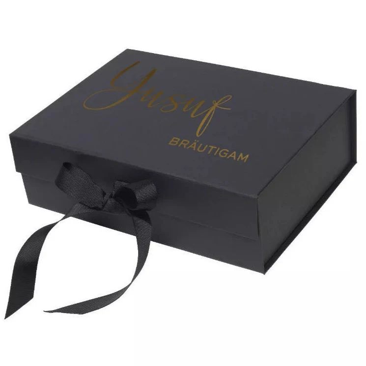 Personalisierte Geschenkbox mit Schleife schwarz