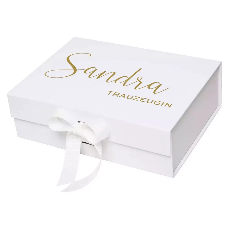 Personalisierte Geschenkbox mit Schleife weiß