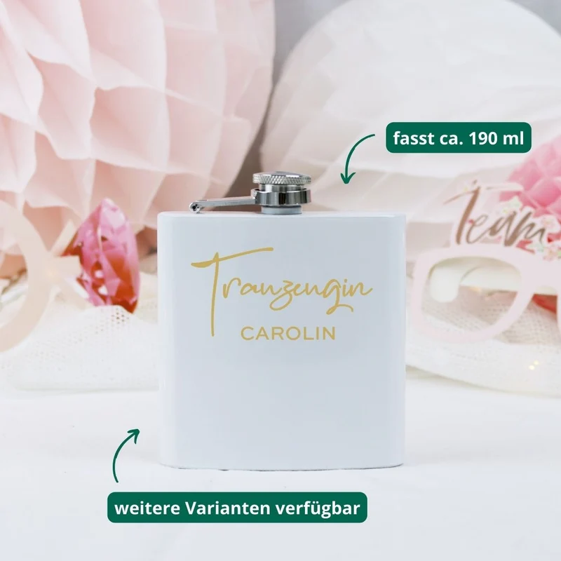 Personalisierter Flachmann weiß