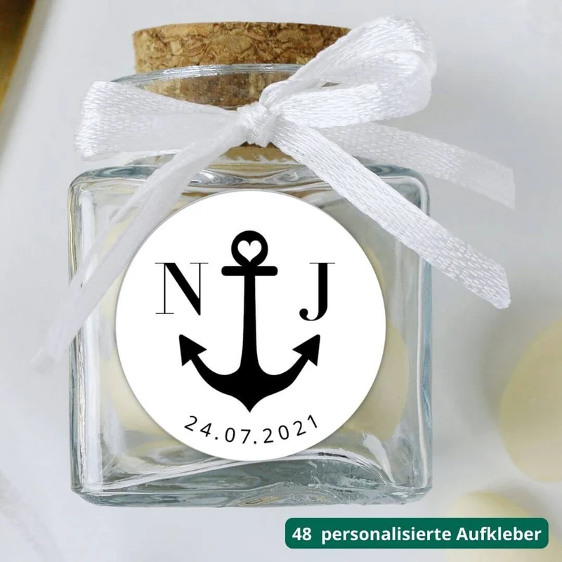 Personalisierte Aufkleber Anker (48 Stück)