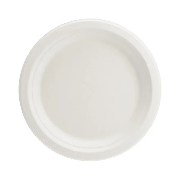 Teller aus Zuckerrohr weiß 17 cm (6 Stück)