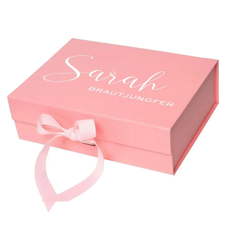 Personalisierte Geschenkbox mit Schleife rosa
