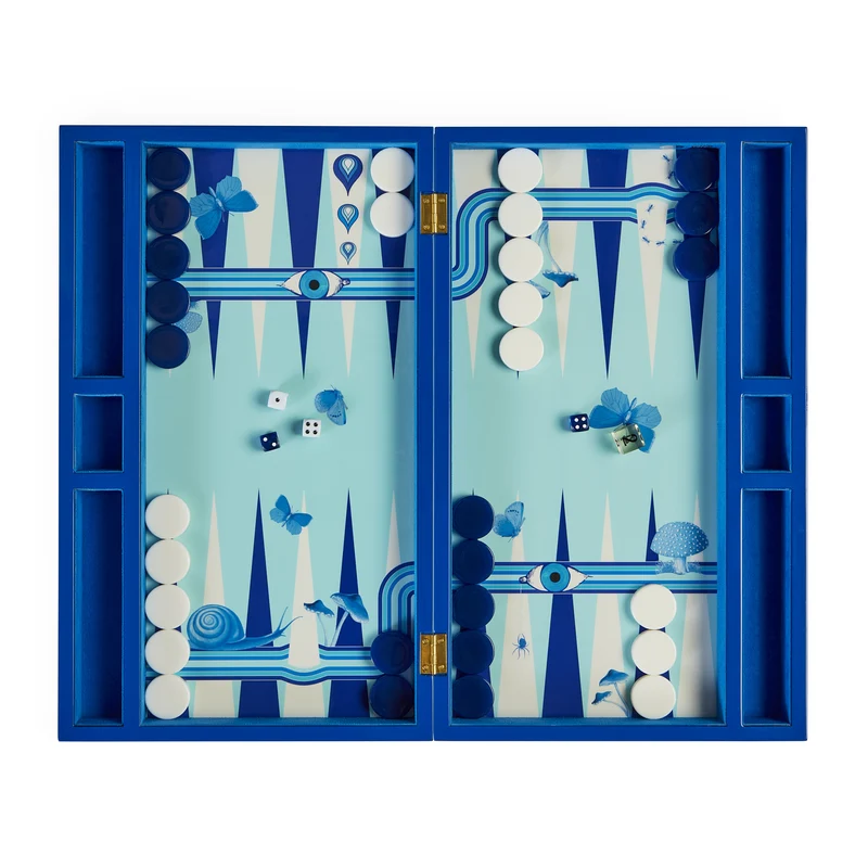 Backgammon Set DRUGGIST blau/weiß/türkis