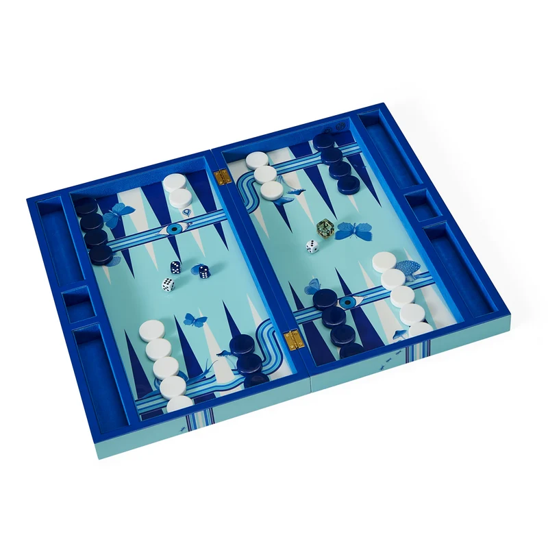 Backgammon Set DRUGGIST blau/weiß/türkis