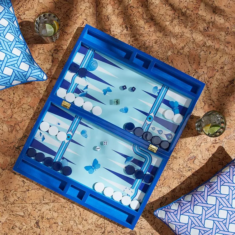Backgammon Set DRUGGIST blau/weiß/türkis