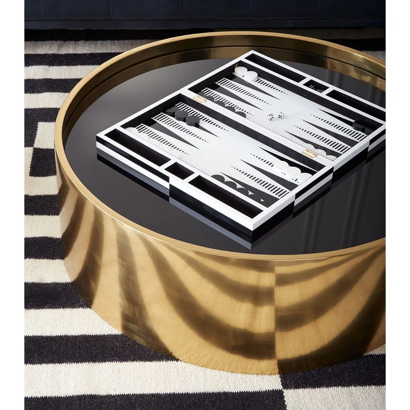 Backgammon Set OP ART schwarz/weiß