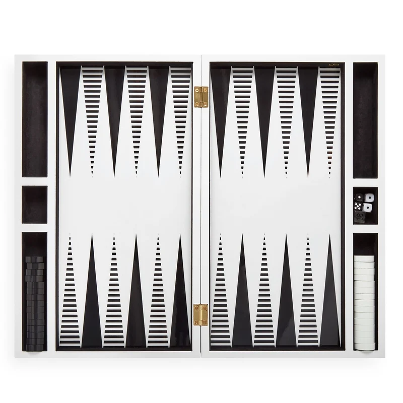 Backgammon Set OP ART schwarz/weiß