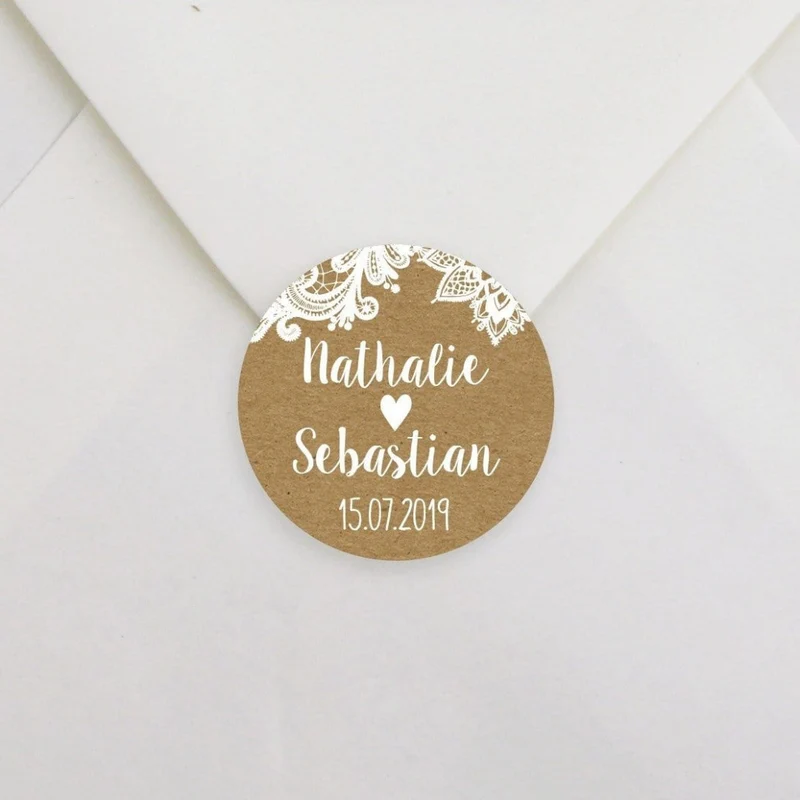 Personalisierte Aufkleber Vintage Spitze (48 Stück)
