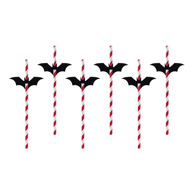 Papierstrohhalme Halloween "Fledermäuse" | 19,5 cm