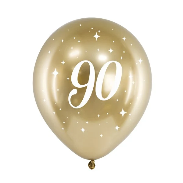 Glossy Luftballons 90. Geburtstag (6 Stück)