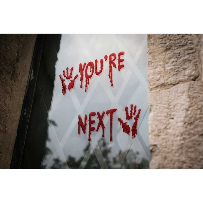Halloween Gel-Fensteraufkleber "You´re Next" - 14 x 48,5 cm | Rot