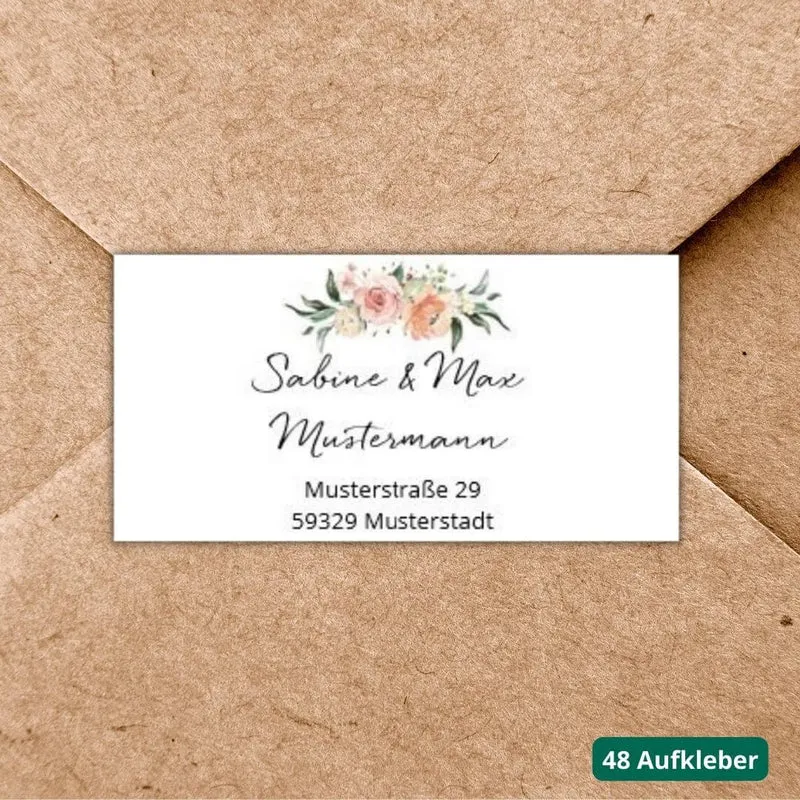 Personalisierte Adressaufkleber Blütenzauber (48 Stück)