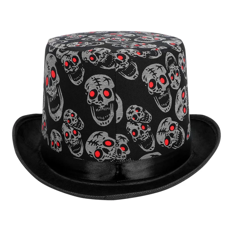 Hut Zylinder Halloween "Totenköpfe" | Schwarz