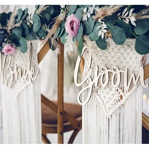 Holz Stuhlschilder Bride & Groom