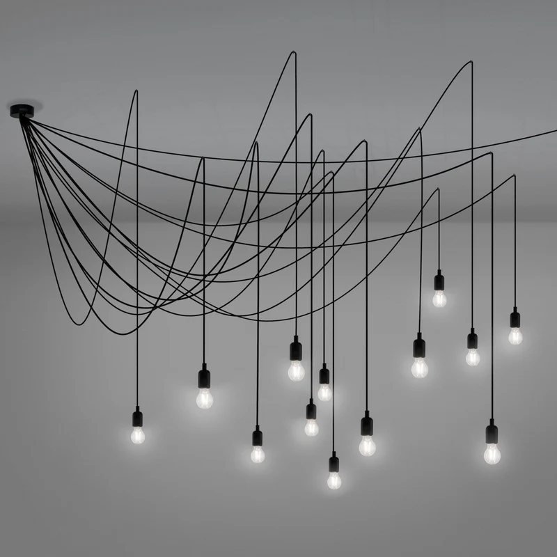 Deckenleuchte MAMAN schwarz, 14 Lampen je 4m