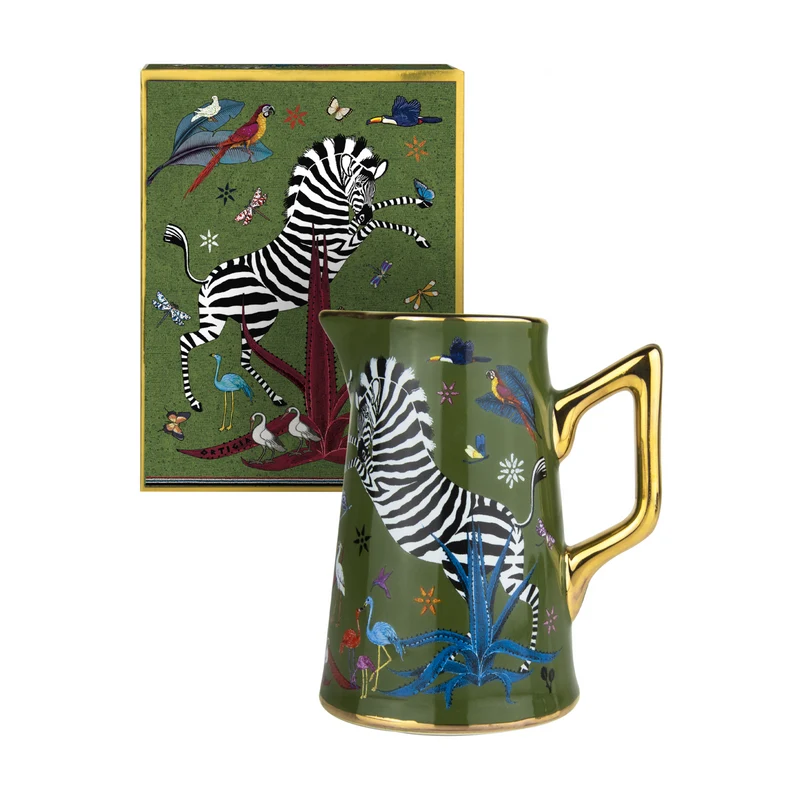Mini-Karaffe „Jug Ceramic Small Grün“ Jungle-Motiv