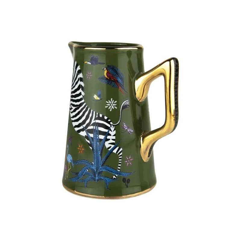 Mini-Karaffe „Jug Ceramic Small Grün“ Jungle-Motiv