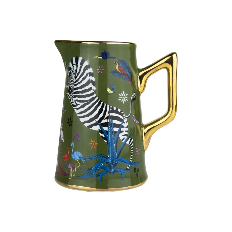 Mini-Karaffe „Jug Ceramic Small Grün“ Jungle-Motiv