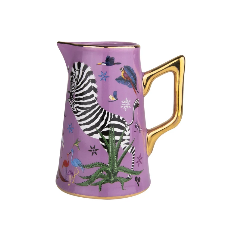 Mini-Karaffe „Jug Ceramic Small Pink“ Jungle-Motiv