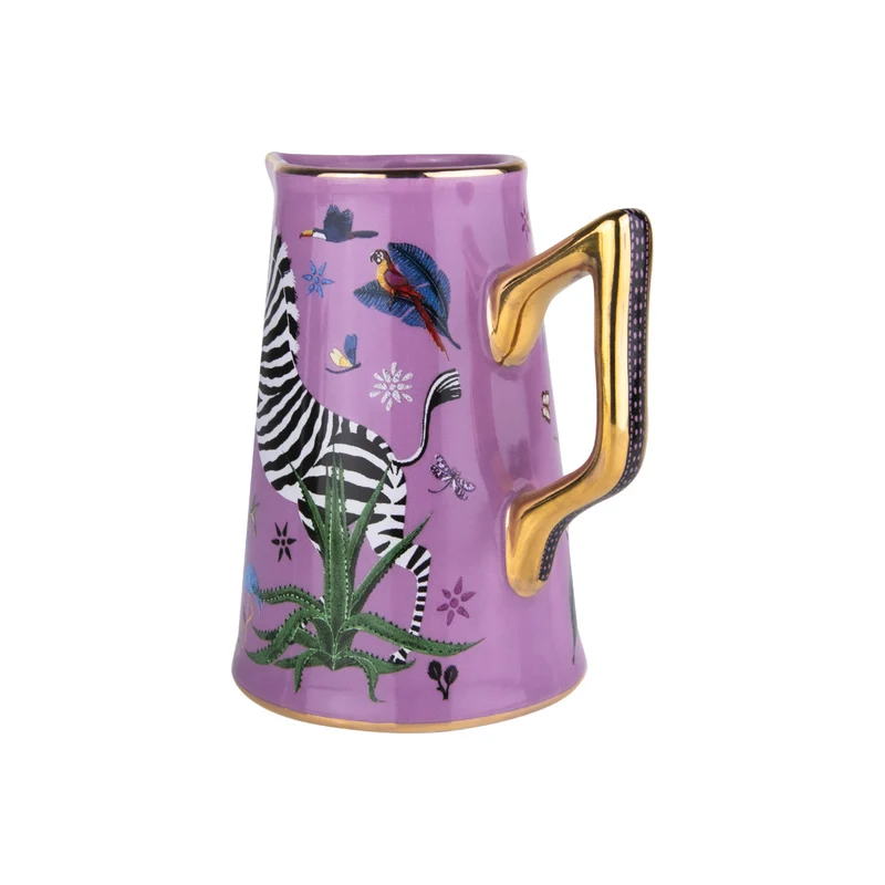 Mini-Karaffe „Jug Ceramic Small Pink“ Jungle-Motiv
