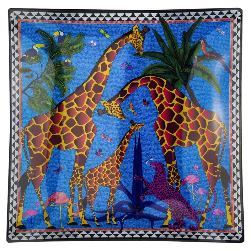 Glasteller L „Plate Giraffe Blue“ Giraffen-Motiv ø25 cm
