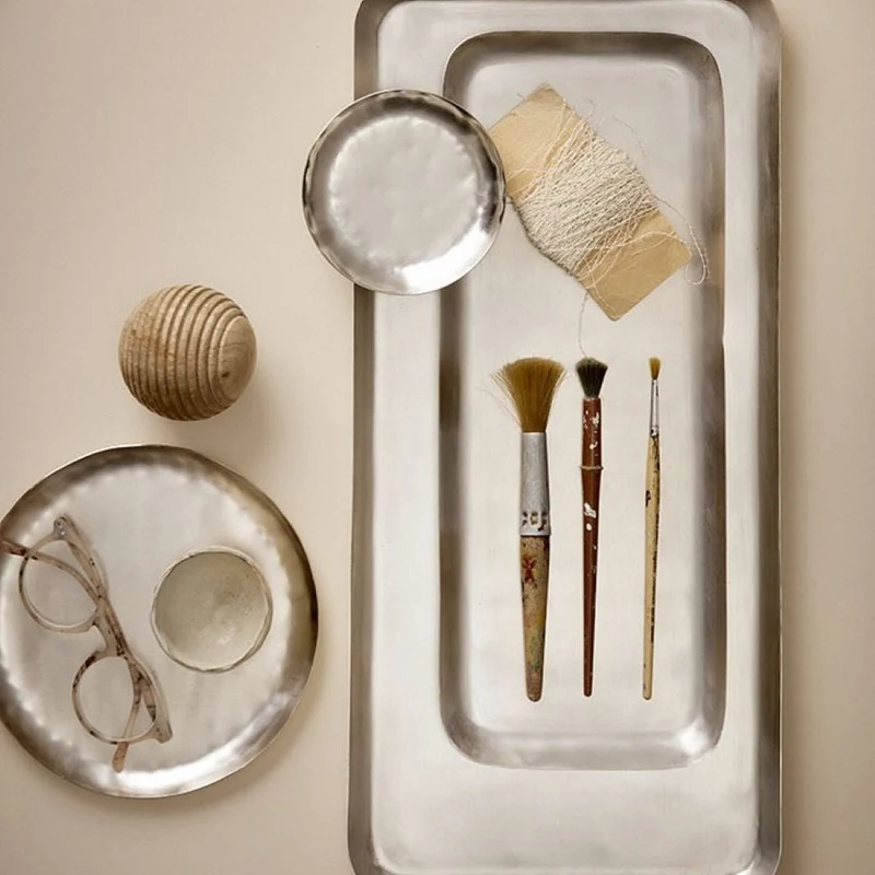 Tablett Ankit Tray rechteckig Silber - Bungalow DK