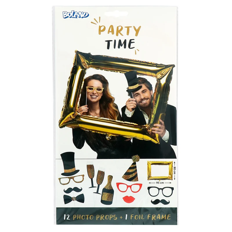 12 Foto Requisiten mit Folienballon Fotorahmen "Party"