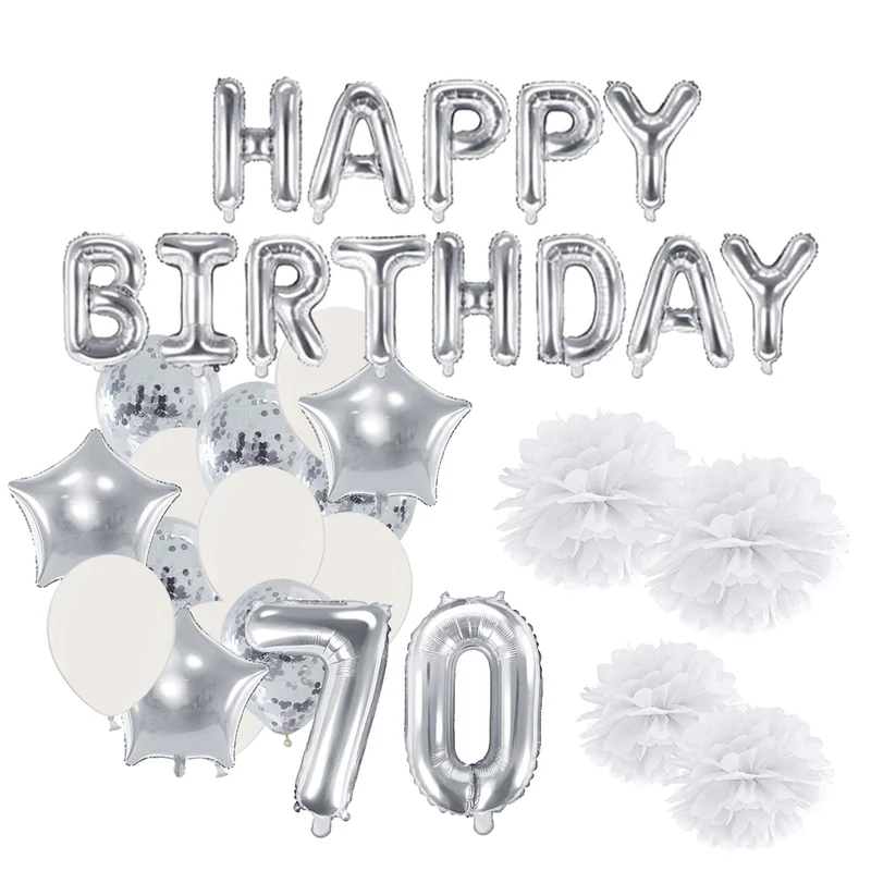 Deko Set 70. Geburtstag silber