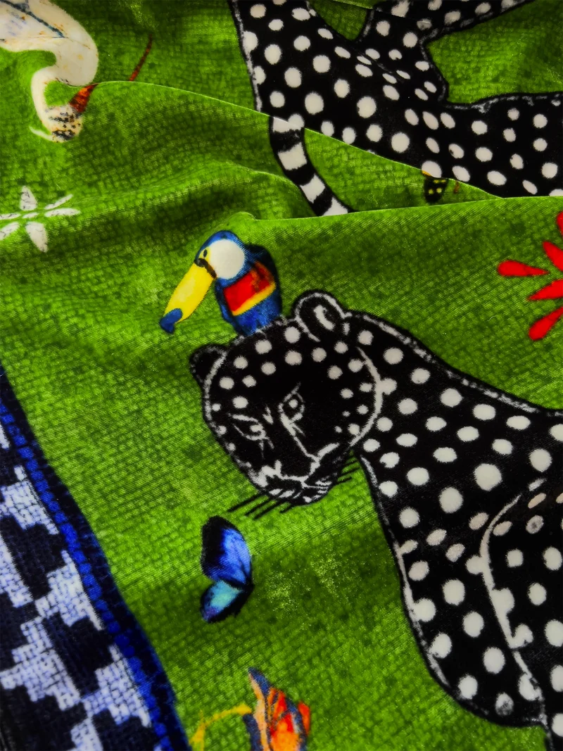 Samtschal OCELOT VERDE, grün 200x70cm