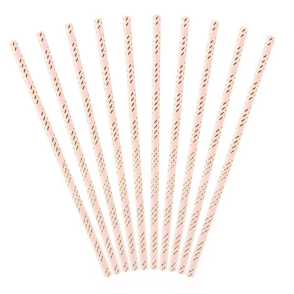 Papier Strohhalme Streifen rosa (10 Stück)