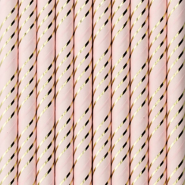 Papier Strohhalme Streifen rosa (10 Stück)