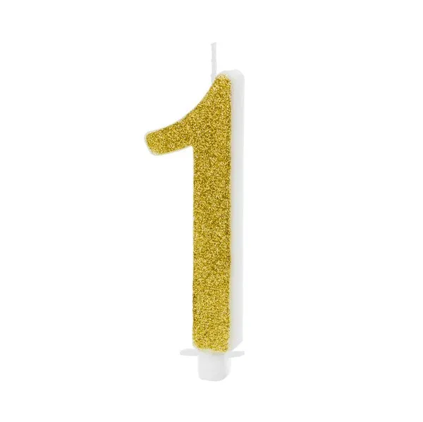 Kerze Zahl Glitter gold