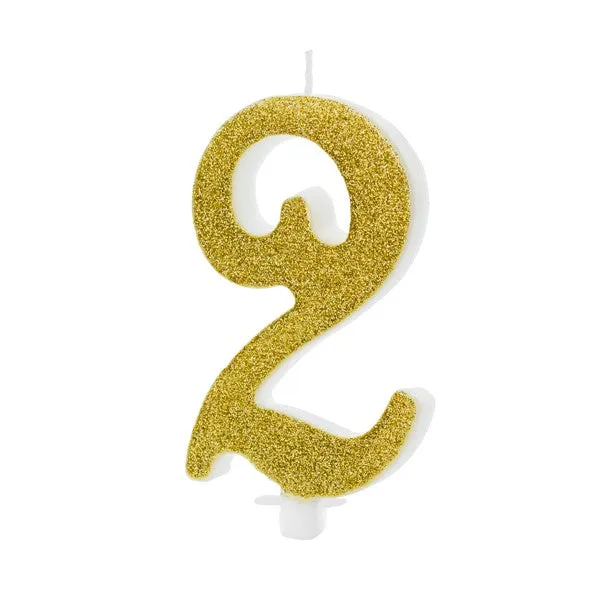 Kerze Zahl Glitter gold