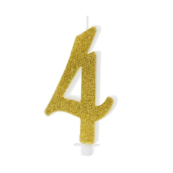 Kerze Zahl Glitter gold