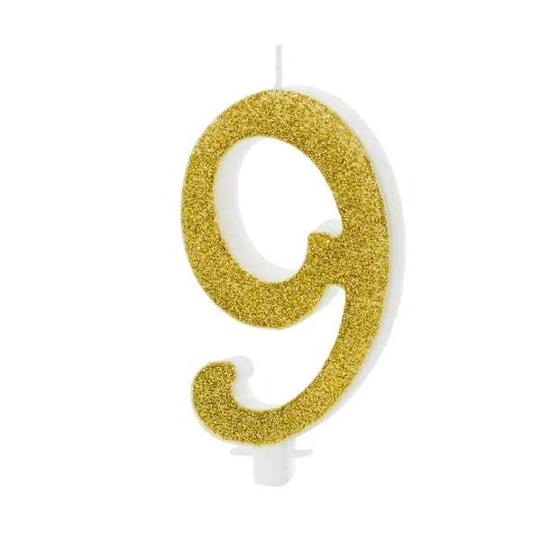 Kerze Zahl Glitter gold