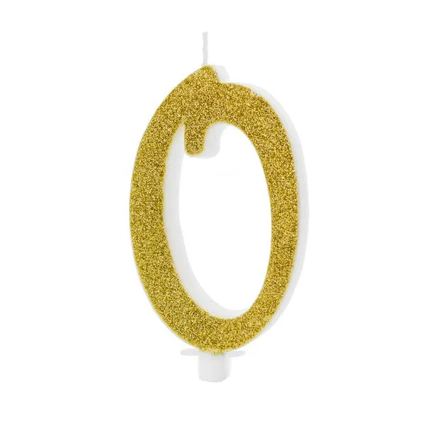Kerze Zahl Glitter gold