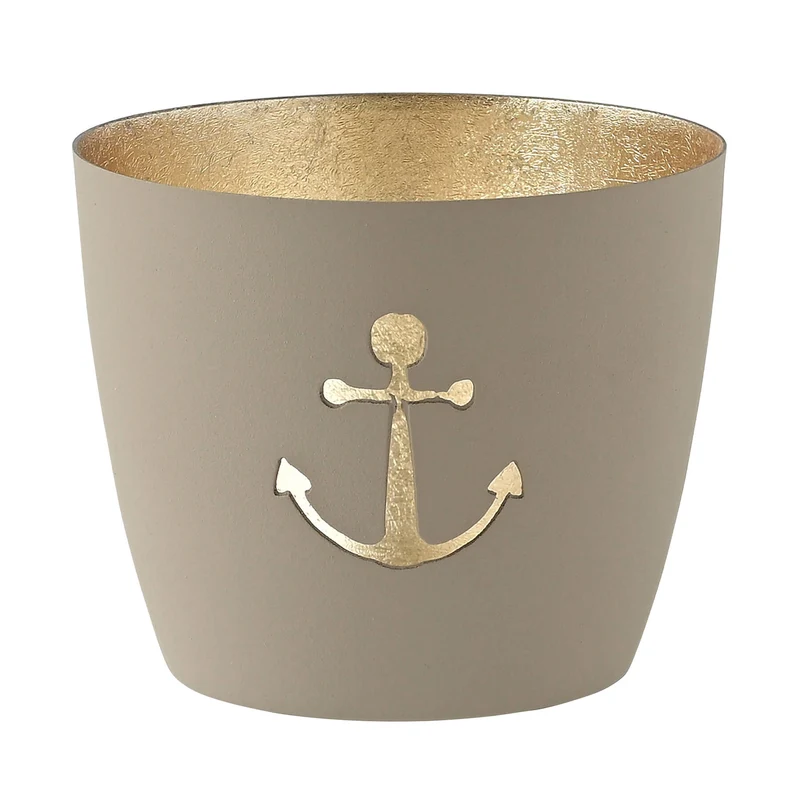 Windlicht Madras Anker sandstone-goldfarben mittel