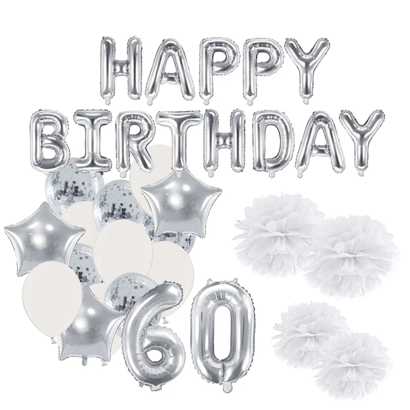Deko Set 60. Geburtstag silber