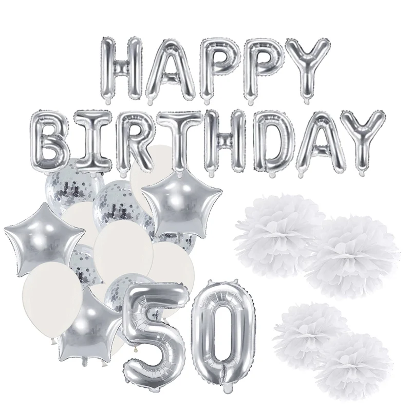 Deko Set 50. Geburtstag silber