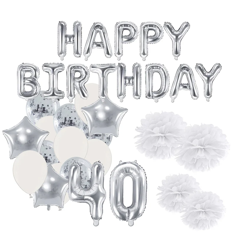 Deko Set 40. Geburtstag silber