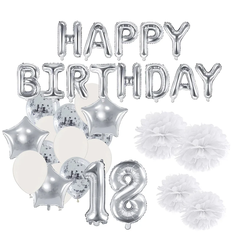 Deko Set 18. Geburtstag silber